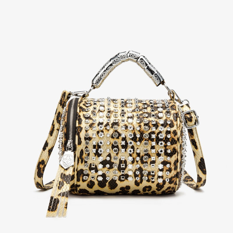 Bag Cylinder Bag Handmade Rhinestone Bag Classic Versatile Shoulder Crossbody Bag Pillow Bag