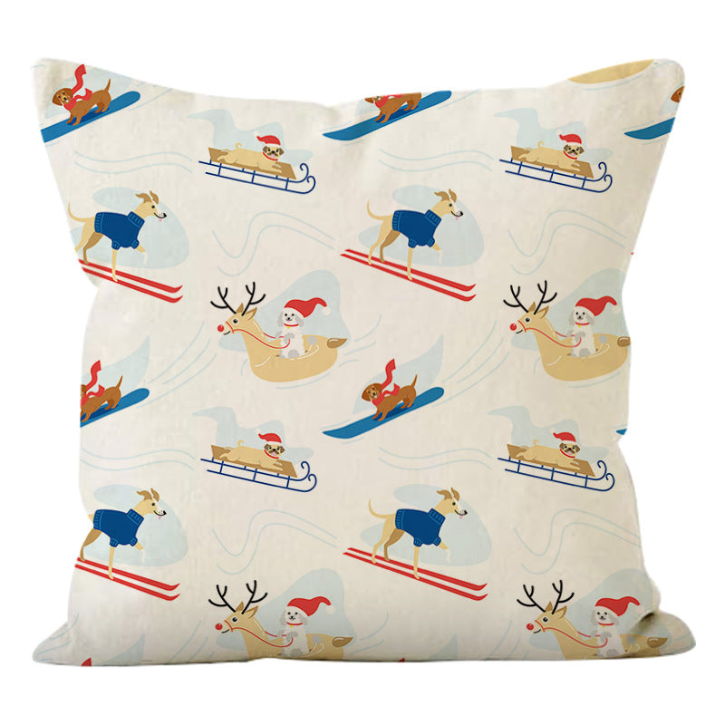 Cartoon Christmas Snowman Pillow Cover Holiday Sofa Decoration Cushion Cover Living Room
