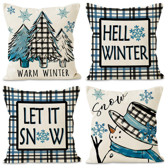 Christmas tree checkered pillow cover holiday bedroom decoration pillowcase office seat linen waist pillowcase